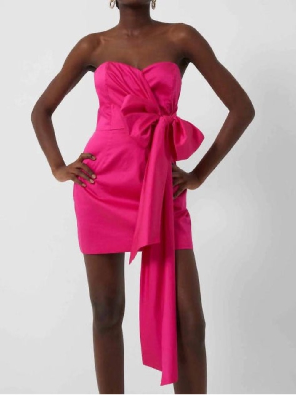 French Connection Fuchsia Bow Florida Summer Mini Dress | size 0 US